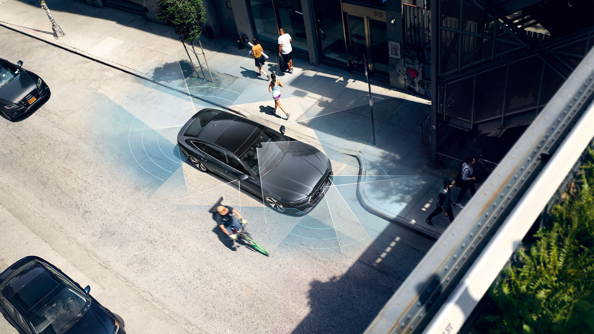 Sensors of the in the Audi A7 Sportback top view
