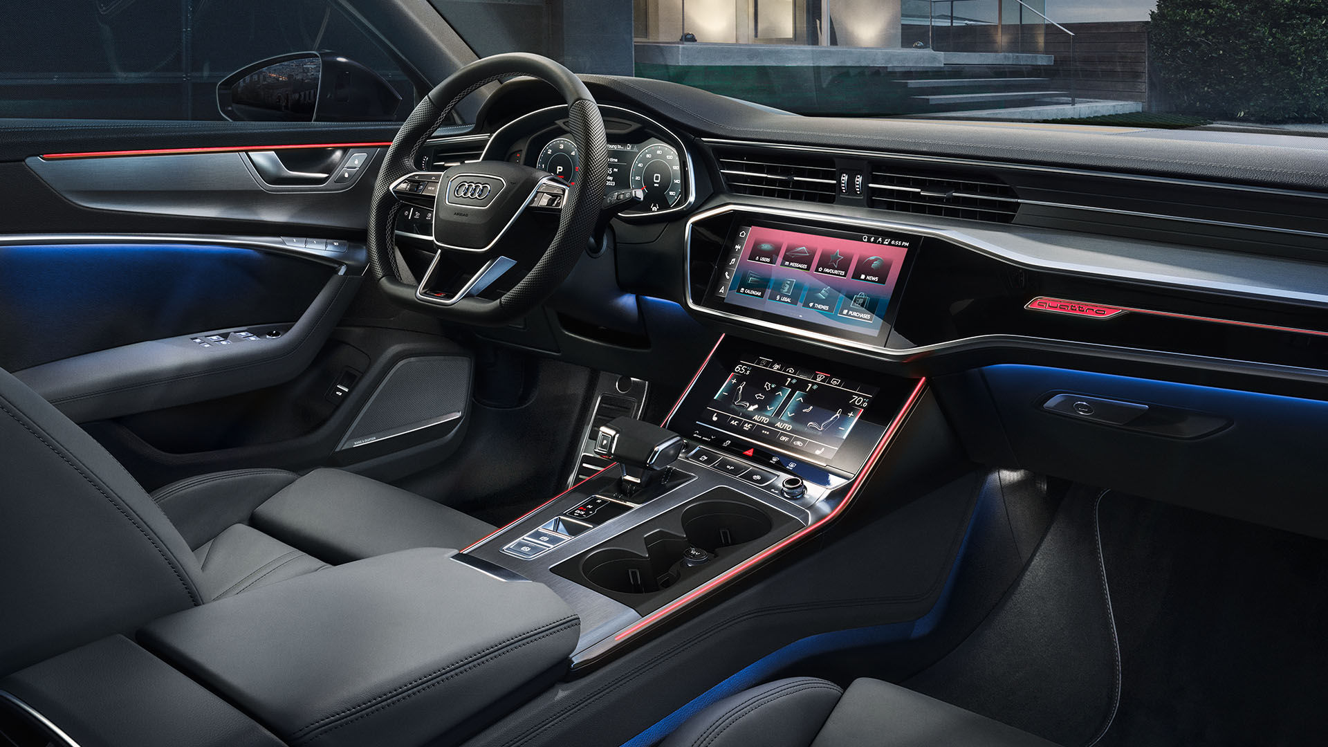 Thematically illuminated Audi cockpit